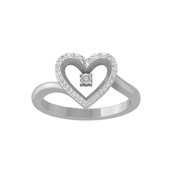 Araiya Fine Jewelry 14K White Gold Round-shape Lab Grown Diamond Heart Engagement Ring ( 1/6 cttw, D-F Color, VS Clarity) Size 7.5