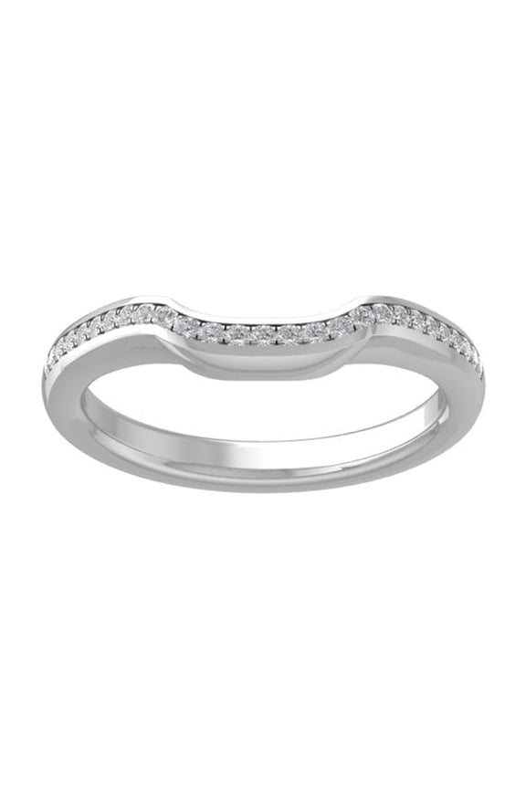 Fine Jewelry 14K White Gold Round-shape Lab Grown Diamond Wedding Band Ring ( 1/10 cttw, D-F Color, VS Clarity) Size 6