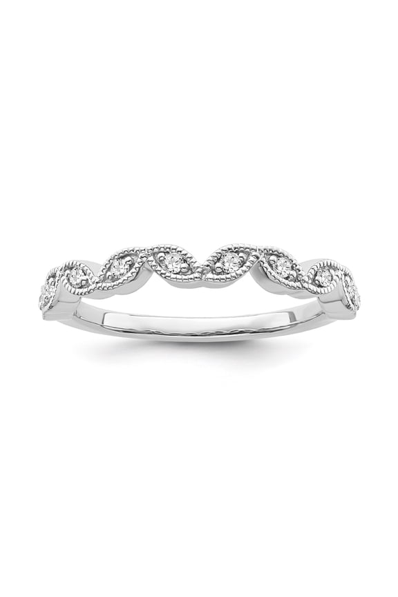 Fine Jewelry 14K White Gold Round-shape Lab Grown Diamond Wedding Band Ring ( 1/10 cttw, D-F Color, VS Clarity) Size 7.5