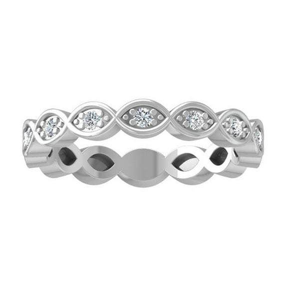 Araiya Fine Jewelry 14K White Gold Round-shape Lab Grown Diamond Wedding Band Ring ( 1/6 cttw, D-F Color, VS Clarity) Size 9