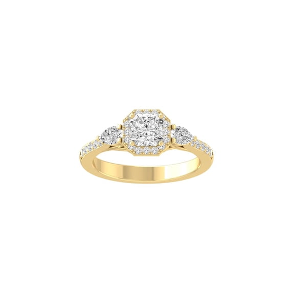 Araiya Fine Jewelry 14K Yellow Gold Ascher, Pear and Round-shape Diamond solitaire Engagement Ring (1 1/2 Cttw, I-J Color, I2-I3 Clarity) Size 8.5