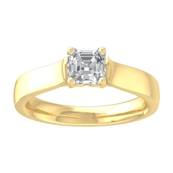 Araiya Fine Jewelry 14K Yellow Gold Asscher-shape Lab Grown Diamond Solitaire Engagement Ring ( 1 cttw, D-F Color, VS Clarity) Size 9.5