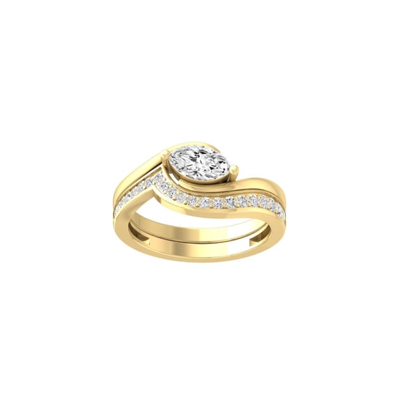 Araiya Fine Jewelry 14K Yellow Gold Marquise and Round-shape Lab Grown Diamond Solitaire promise Engagement Ring (3/4 Cttw, D-F Color, VS1 Clarity) Size 9.5