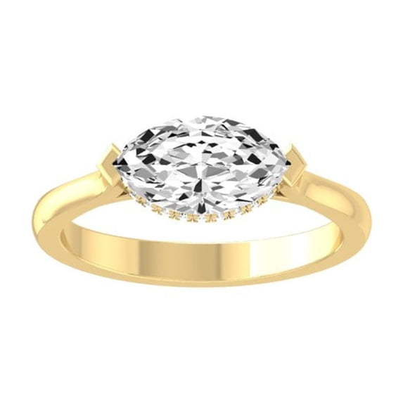 Araiya Fine Jewelry 14K Yellow Gold Marquise and Round-shape Lab Grown Diamond solitaire Engagement Ring (2 5/8 Cttw, D-F Color, VS1 Clarity) Size 5.5