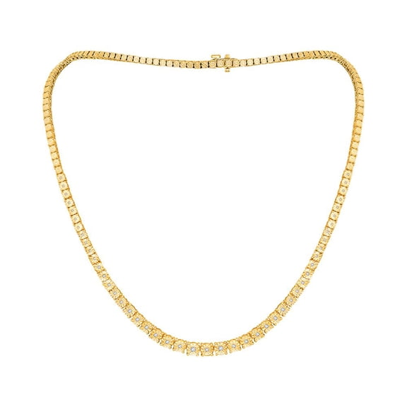 Araiya Fine Jewelry 14K Yellow Gold Round Diamond Chain Necklace (1/2 cttw, I-J Color, I2-I3 Clarity),18"
