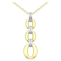 Araiya Fine Jewelry 14K Yellow Gold Round Diamond link Pendant with Yellow Gold Plated Silver Cable Chain Necklace (1/10 cttw, I-J Color, I2-I3 Clarity), 18"