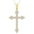thumbnail image 1 of Araiya Fine Jewelry 14K Yellow Gold Round Shape Lab Grown Diamond Composite Cross Pendant with Silver Yellow Plated Cable Chain Necklace for Women (1/6 cttw, D-F Color, VS Clarity) 18", 1 of 8