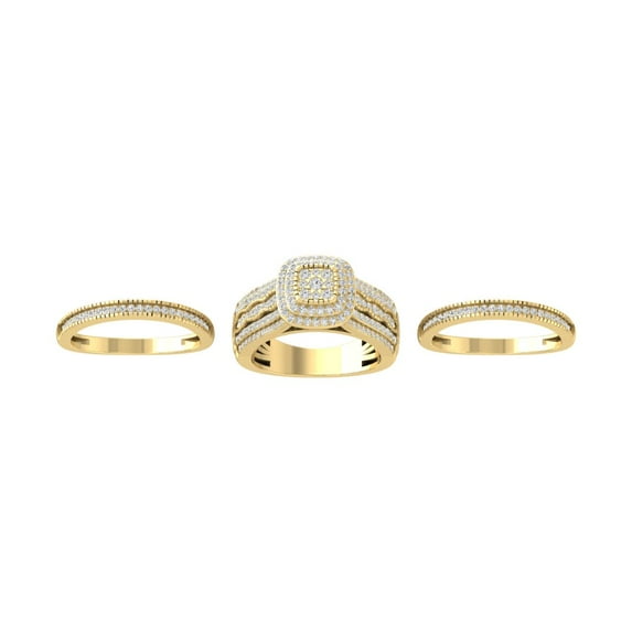 Araiya Fine Jewelry 14K Yellow Gold Round-shape Lab Grown Diamond Bridal Band Set Ring (1 Cttw, D-F Color, VS1 Clarity) Size 6