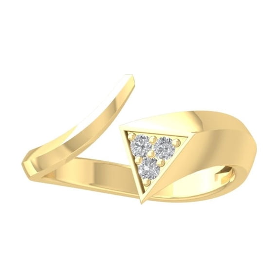 Araiya Fine Jewelry 14K Yellow Gold Round-shape Lab Grown Diamond Bypass Open Band Ring ( 1/10 cttw, D-F Color, VS Clarity) Size 6.5