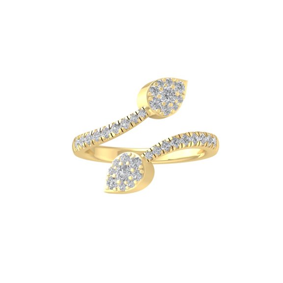 Araiya Fine Jewelry 14K Yellow Gold Round-shape Lab Grown Diamond Bypass Open Band Ring ( 1/2 cttw, D-F Color, VS Clarity) Size 5