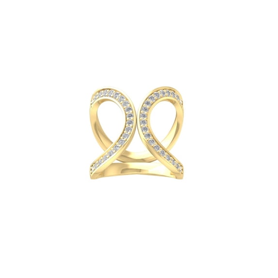 Araiya Fine Jewelry 14K Yellow Gold Round-shape Lab Grown Diamond Bypass Open Band Ring ( 1/3 cttw, D-F Color, VS Clarity) Size 6