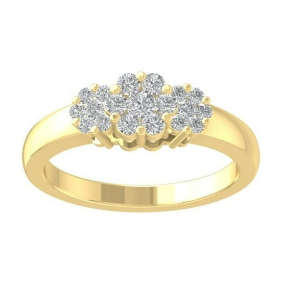 Araiya Fine Jewelry 14K Yellow Gold Round-shape Lab Grown Diamond Cluster Engagement Ring ( 1 1/2 cttw, D-F Color, VS Clarity) Size 10