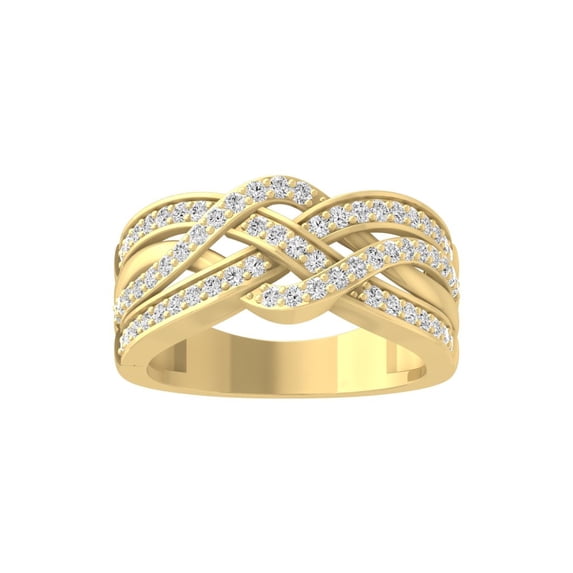 Araiya Fine Jewelry 14K Yellow Gold Round-shape Lab Grown Diamond Cluster Engagement Ring ( 1/2 cttw, D-F Color, VS Clarity) Size 5