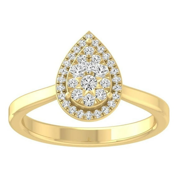 Araiya Fine Jewelry 14K Yellow Gold Round-shape Lab Grown Diamond Cluster Engagement Ring ( 1/2 cttw, D-F Color, VS Clarity) Size 6