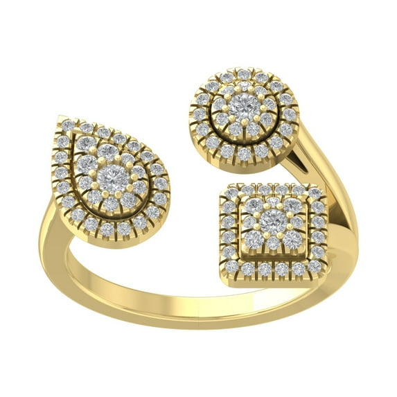 Araiya Fine Jewelry 14K Yellow Gold Round-shape Lab Grown Diamond Cluster Engagement Ring ( 1/2 cttw, D-F Color, VS Clarity) Size 8