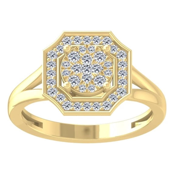 Araiya Fine Jewelry 14K Yellow Gold Round-shape Lab Grown Diamond Cluster Engagement Ring ( 1/3 cttw, D-F Color, VS Clarity) Size 5.5