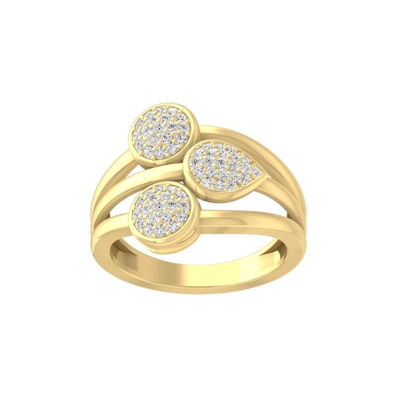Araiya Fine Jewelry 14K Yellow Gold Round-shape Lab Grown Diamond Cluster Engagement Ring ( 1/3 cttw, D-F Color, VS Clarity) Size 5.5