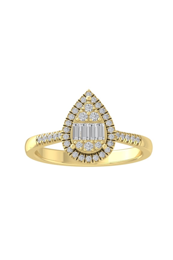 Fine Jewelry 14K Yellow Gold Round-shape Lab Grown Diamond Cluster Engagement Ring ( 1/3 cttw, D-F Color, VS Clarity) Size 6