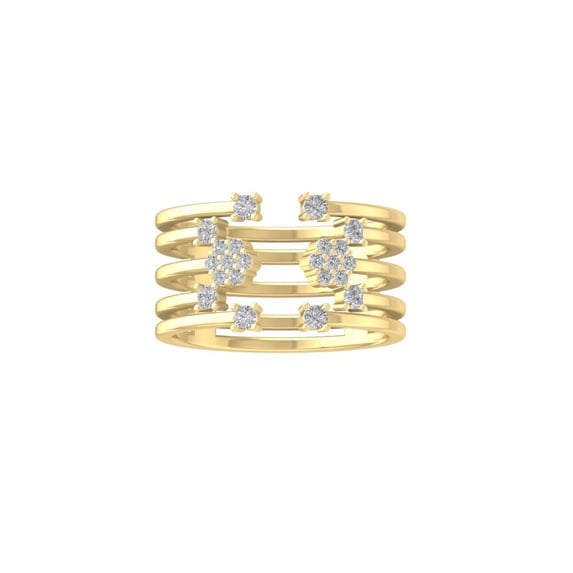 Araiya Fine Jewelry 14K Yellow Gold Round-shape Lab Grown Diamond Cluster Engagement Ring ( 1/3 cttw, D-F Color, VS Clarity) Size 9.5