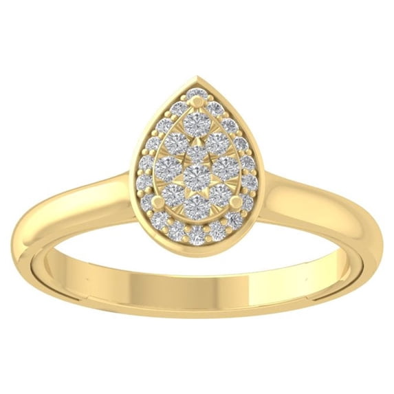 Araiya Fine Jewelry 14K Yellow Gold Round-shape Lab Grown Diamond Cluster Engagement Ring ( 1/5 cttw, D-F Color, VS Clarity) Size 5