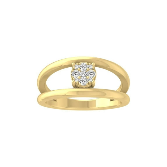 Araiya Fine Jewelry 14K Yellow Gold Round-shape Lab Grown Diamond Cluster Engagement Ring ( 1/5 cttw, D-F Color, VS Clarity) Size 6
