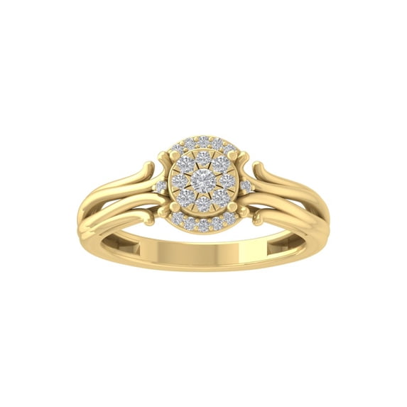 Araiya Fine Jewelry 14K Yellow Gold Round-shape Lab Grown Diamond Cluster Engagement Ring ( 1/5 cttw, D-F Color, VS Clarity) Size 8