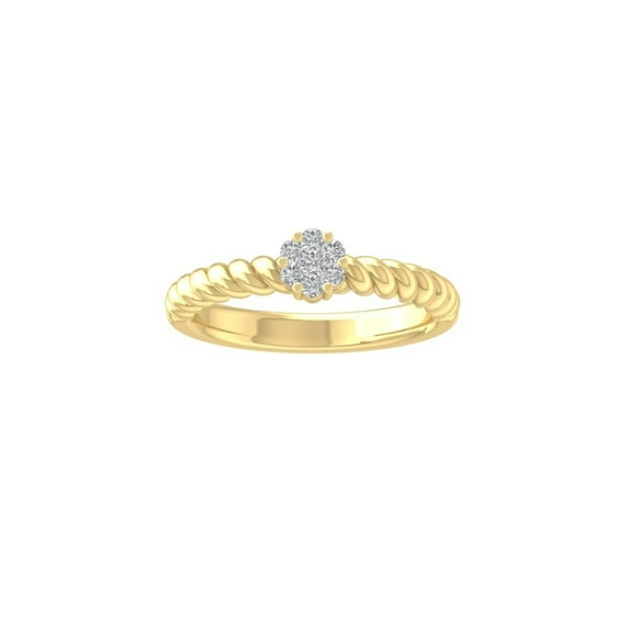 Araiya Fine Jewelry 14K Yellow Gold Round-shape Lab Grown Diamond Cluster Engagement Ring ( 1/6 cttw, D-F Color, VS Clarity) Size 5.5