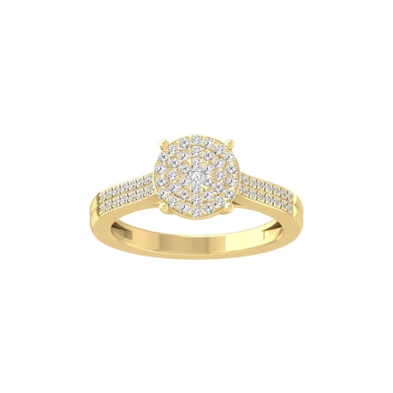 Araiya Fine Jewelry 14K Yellow Gold Round-shape Lab Grown Diamond Cluster Engagement Ring ( 2/5 cttw, D-F Color, VS Clarity) Size 9