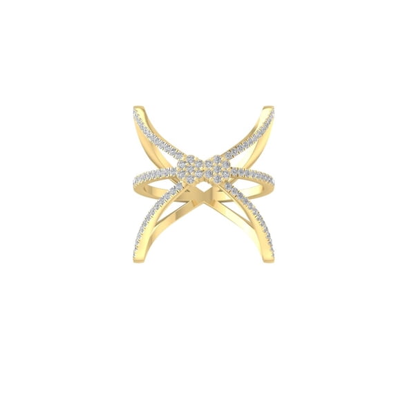 Araiya Fine Jewelry 14K Yellow Gold Round-shape Lab Grown Diamond Cluster Engagement Ring ( 2/5 cttw, D-F Color, VS Clarity) Size 9