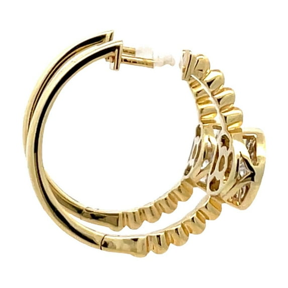 Araiya Fine Jewelry 14K Yellow Gold Round-shape Lab Grown Diamond Cluster Hoop Earrings (1/2 cttw, D-F Color, VS1 Clarity)