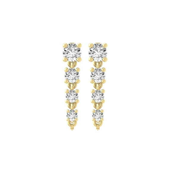 Araiya Fine Jewelry 14K Yellow Gold Round-shape Lab Grown Diamond Dangle Earrings (1 cttw, D-F Color, VS1 Clarity)