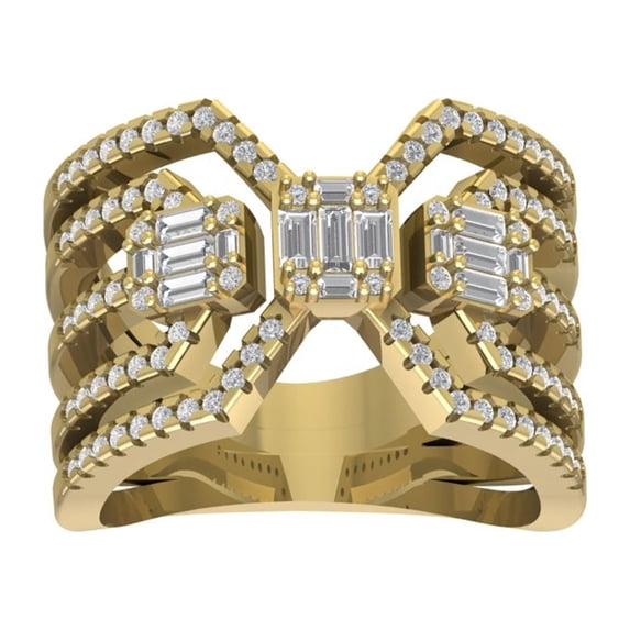Araiya Fine Jewelry 14K Yellow Gold Round-shape Lab Grown Diamond Engagement Ring ( 3/4 cttw, D-F Color, VS Clarity) Size 9