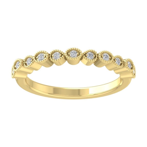 Araiya Fine Jewelry 14K Yellow Gold Round-shape Lab Grown Diamond Fashion Band Ring ( 1/20 cttw, D-F Color, VS Clarity) Size 7.5