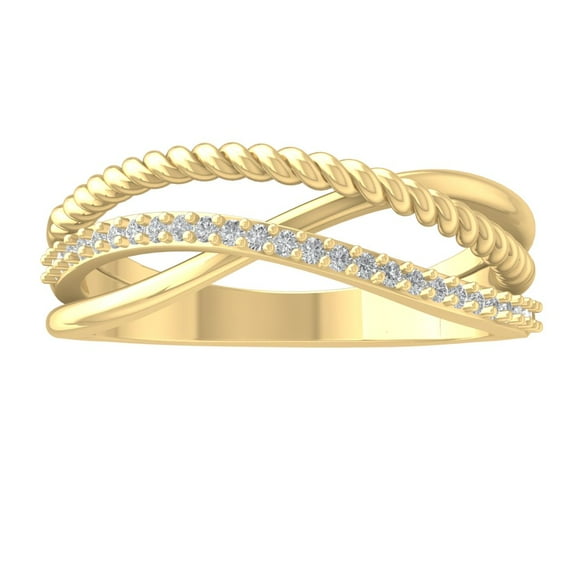 Araiya Fine Jewelry 14K Yellow Gold Round-shape Lab Grown Diamond Fashion Band Ring ( 1/6 cttw, D-F Color, VS Clarity) Size 5