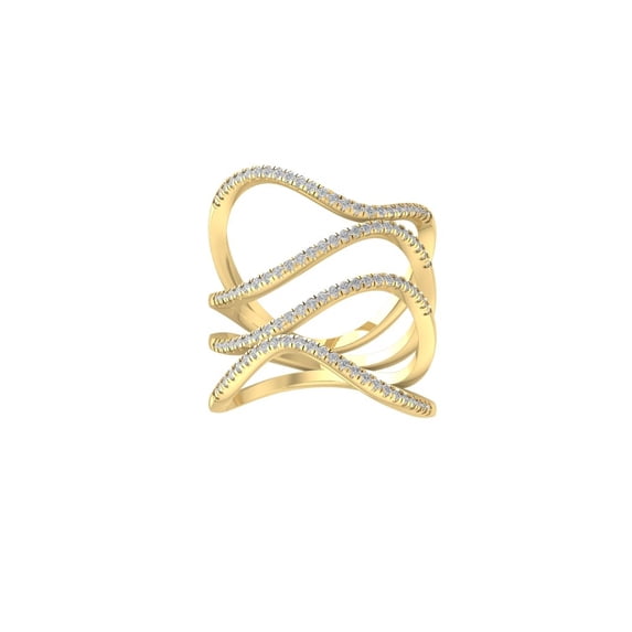 Araiya Fine Jewelry 14K Yellow Gold Round-shape Lab Grown Diamond Fashion Band Ring ( 2/5 cttw, D-F Color, VS Clarity) Size 6