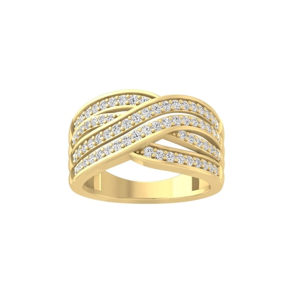 Araiya Fine Jewelry 14K Yellow Gold Round-shape Lab Grown Diamond Fashion Band Ring ( 3/4 cttw, D-F Color, VS Clarity) Size 7.5