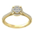 thumbnail image 1 of Araiya Fine Jewelry 14K Yellow Gold Round-shape Lab Grown Diamond Halo Cluster Engagement Ring ( 2/5 cttw, D-F Color, VS Clarity) Size 8.5, 1 of 4