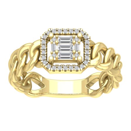 Araiya Fine Jewelry 14K Yellow Gold Round-shape Lab Grown Diamond Halo Engagement Ring ( 1/4 cttw, D-F Color, VS Clarity) Size 10