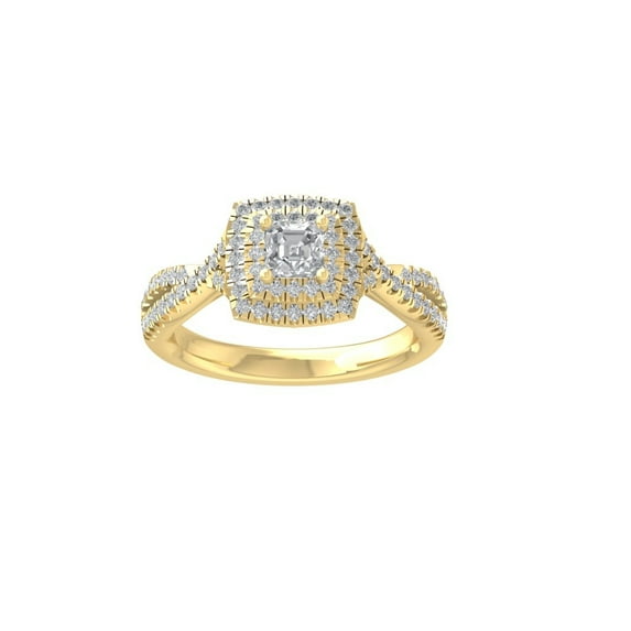 Araiya Fine Jewelry 14K Yellow Gold Round-shape Lab Grown Diamond Halo Engagement Ring ( 8/9 cttw, D-F Color, VS Clarity) Size 9