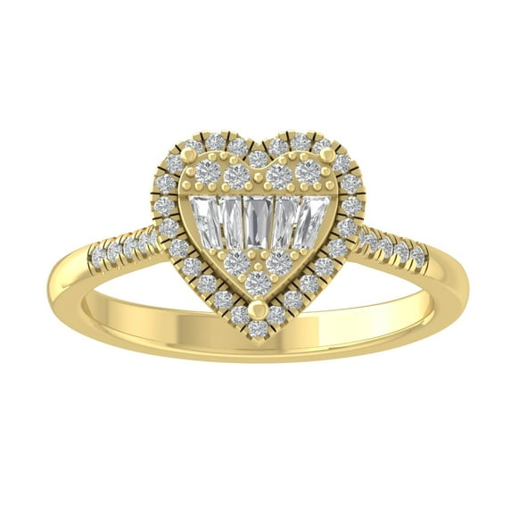 Araiya Fine Jewelry 14K Yellow Gold Round-shape Lab Grown Diamond Heart Engagement Ring ( 1/2 cttw, D-F Color, VS Clarity) Size 7