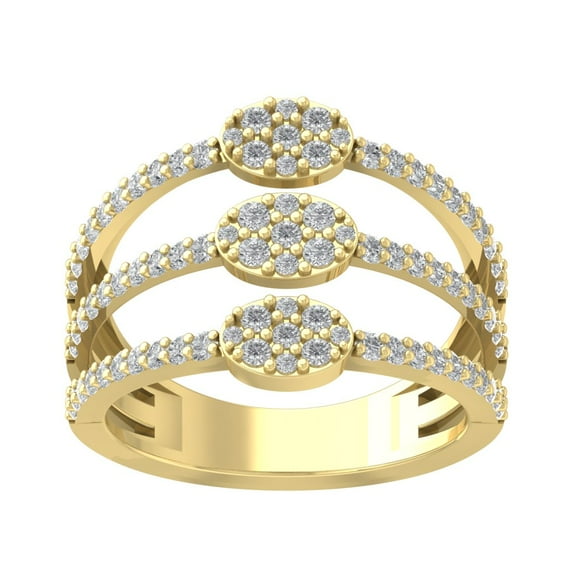 Araiya Fine Jewelry 14K Yellow Gold Round-shape Lab Grown Diamond Multi Row Band Ring ( 1/2 cttw, D-F Color, VS Clarity) Size 8.5