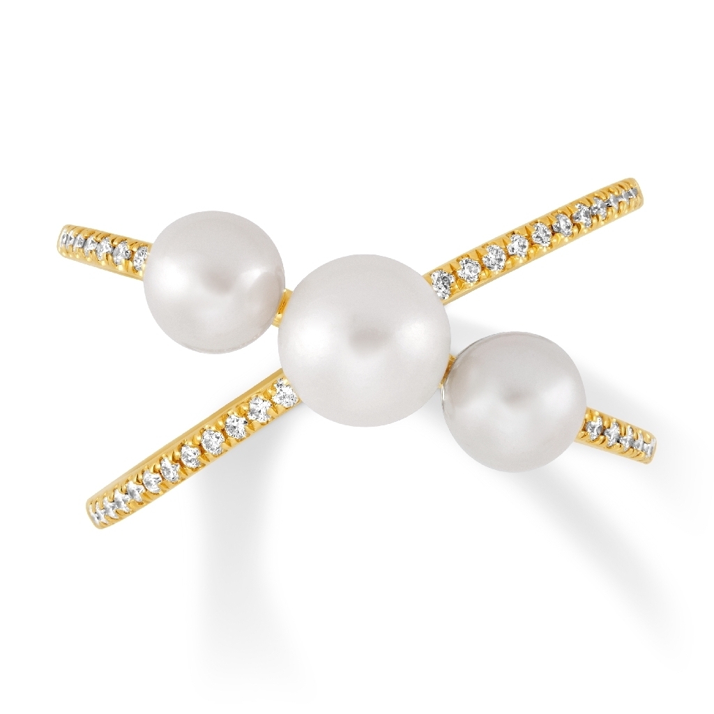 Araiya Fine Jewelry 14K Yellow Gold Round-shape Lab Grown Diamond Pearl ...