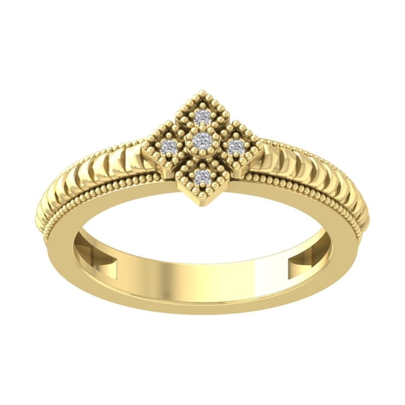 Araiya Fine Jewelry 14K Yellow Gold Round-shape Lab Grown Diamond Vintage Band Ring ( 1/20 cttw, D-F Color, VS Clarity) Size 5