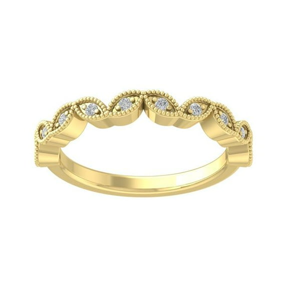 Araiya Fine Jewelry 14K Yellow Gold Round-shape Lab Grown Diamond Wedding Band Ring ( 1/10 cttw, D-F Color, VS Clarity) Size 8