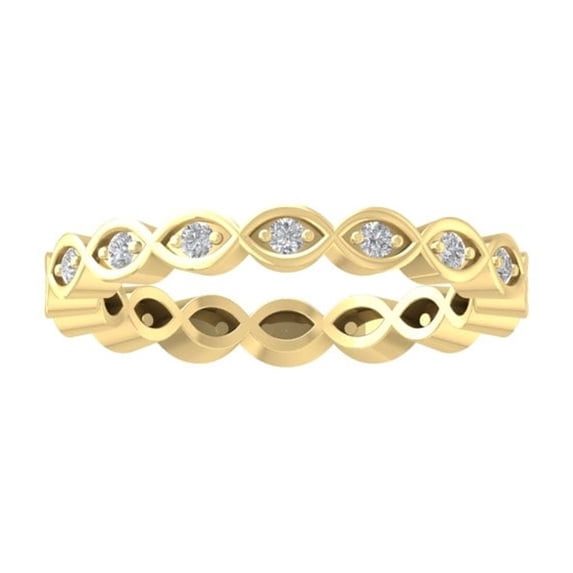 Araiya Fine Jewelry 14K Yellow Gold Round-shape Lab Grown Diamond Wedding Band Ring ( 1/4 cttw, D-F Color, VS Clarity) Size 7.5
