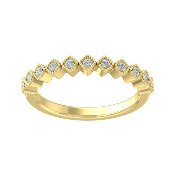 Araiya Fine Jewelry 14K Yellow Gold Round-shape Lab Grown Diamond Wedding Band Ring ( 1/8 cttw, D-F Color, VS Clarity) Size 5.5