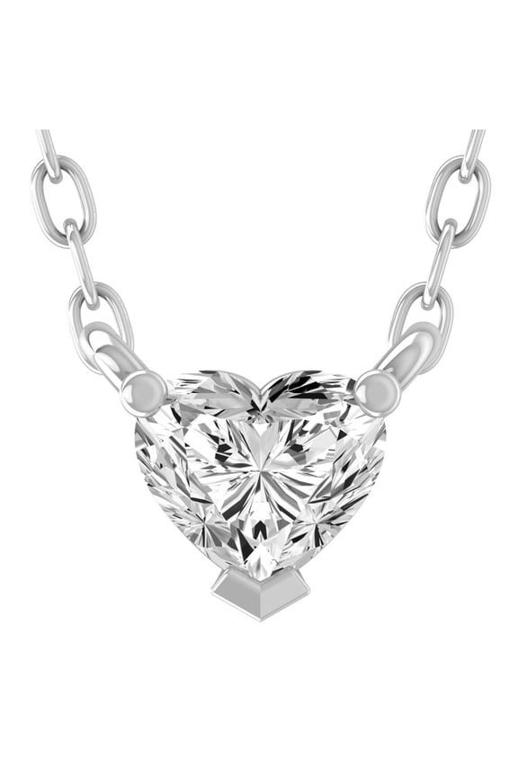 Fine Jewelry 925 Sterling Silver Lab Grown Diamond Solitaire Heart Pendant with Silver Cable Chain Necklace for Women (1/5 cttw, D-F Color, VS Clarity) 18"