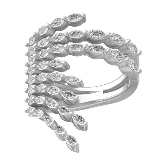 Araiya Fine Jewelry 925 Sterling Silver Marquise-shape Lab Grown Diamond Fashion Band Ring ( 1 2/3 cttw, D-F Color, VS Clarity) Size 5.5