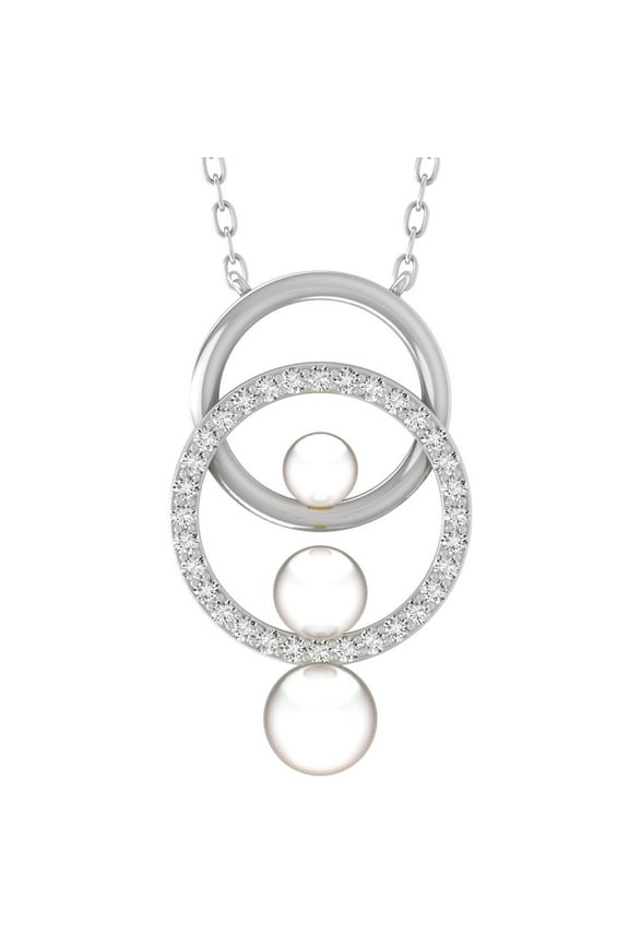 Fine Jewelry 925 Sterling Silver Round Shape Lab Grown Diamond Circle Pendant with Silver Cable Chain Necklace for Women (1/4 cttw, D-F Color, VS Clarity) 18"