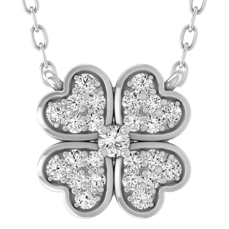 Araiya Fine Jewelry 925 Sterling Silver Round Shape Lab Grown Diamond Four Heart Pendant with Silver Cable Chain Necklace for Women (1/6 cttw, D-F Color, VS Clarity) 18"